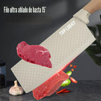 Wiztoynia - Juego de cuchillos de cocina de 6 piezas color caqui para el hogar, juego de cuchillos de chef afilados de acero inoxidable antiadherentes con bloque universal de cuchillos para cocina