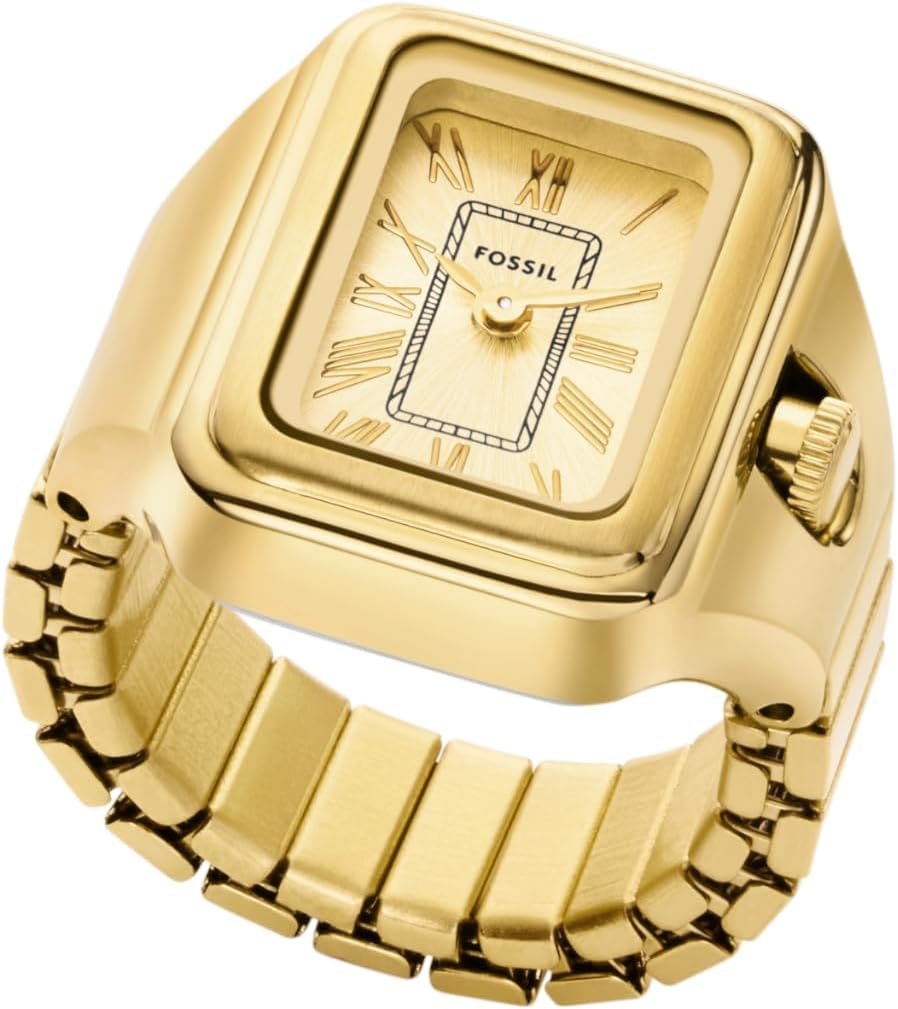 Fossil Reloj de Cuarzo de Acero Inoxidable de Dos Manos para Mujer con Anillo
