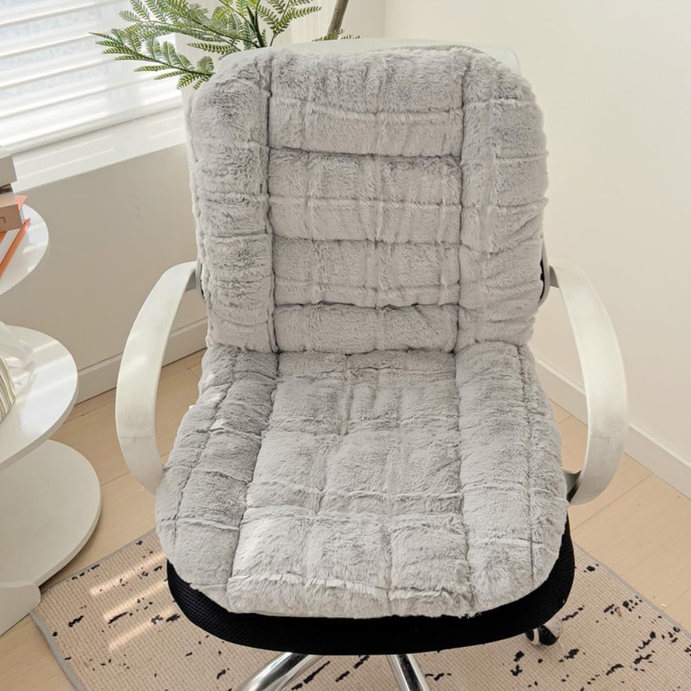 Cojín de asiento de oficina con respaldo de felpa para silla de juegos, cojín antideslizante para silla de escritorio, 18.8 x 35.4 pulgadas