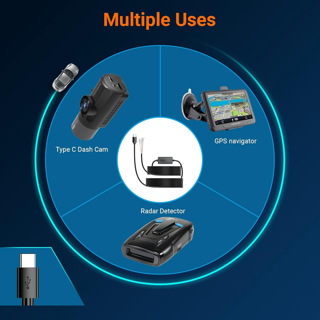 Kit de cable duro USB-C Vantrue de 115 pies con