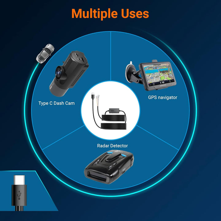 Kit de cable duro USB-C Vantrue de 115 pies con