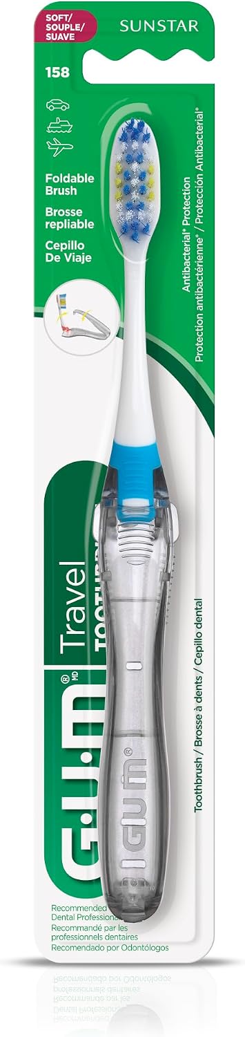 GUM Cepillo de Dientes Plegable de Viaje - Cabezal Compacto + Limpi...