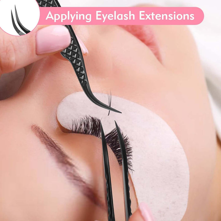 VEYES INC Pinzas de pestañas para extensiones de pestañas, pinzas d...