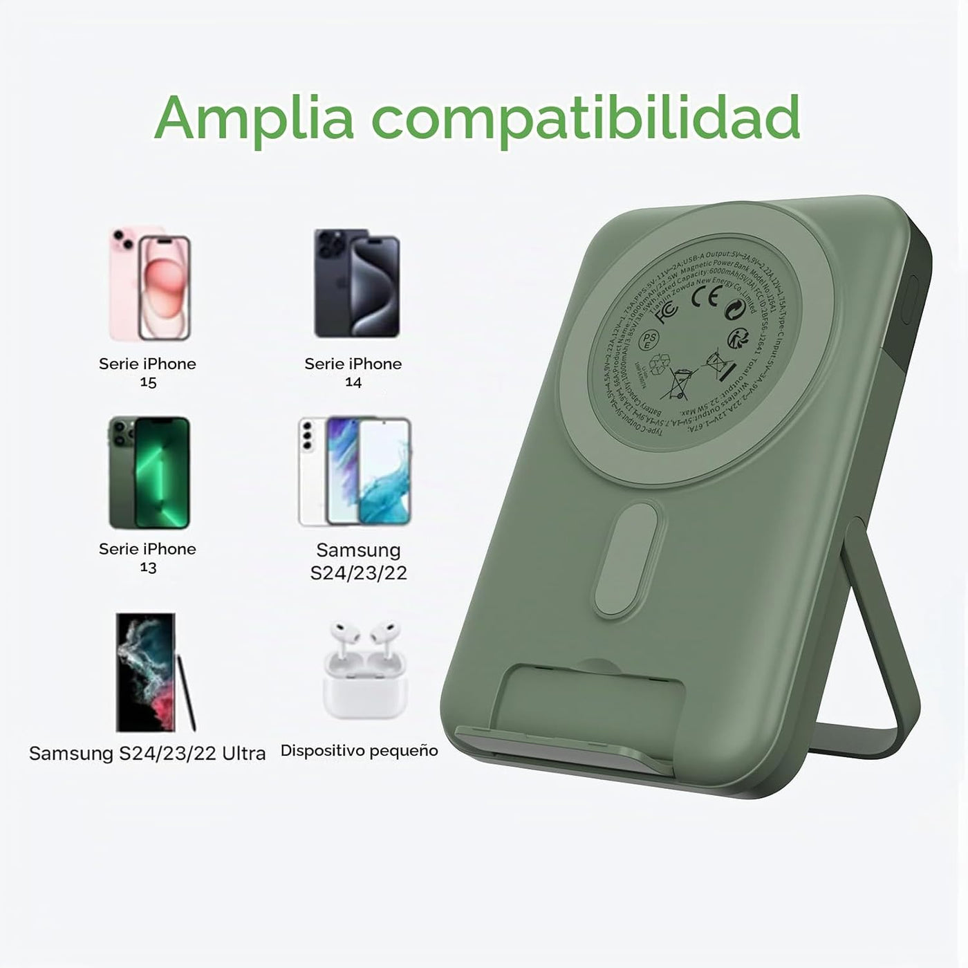 JUOVI Banco de energía magnético, cargador portátil inalámbrico de...