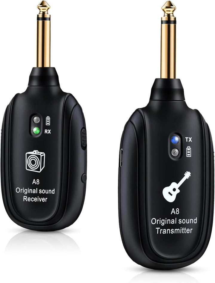 INGPARTNER Sistema de guitarra inalámbrico A8 UHF, 2 modos, batería...
