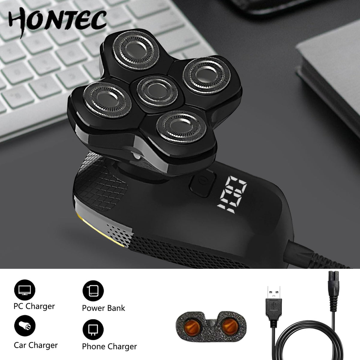 HONTEC Revolucionaria actualización calva 4 en 1 afeitadoras eléctr...
