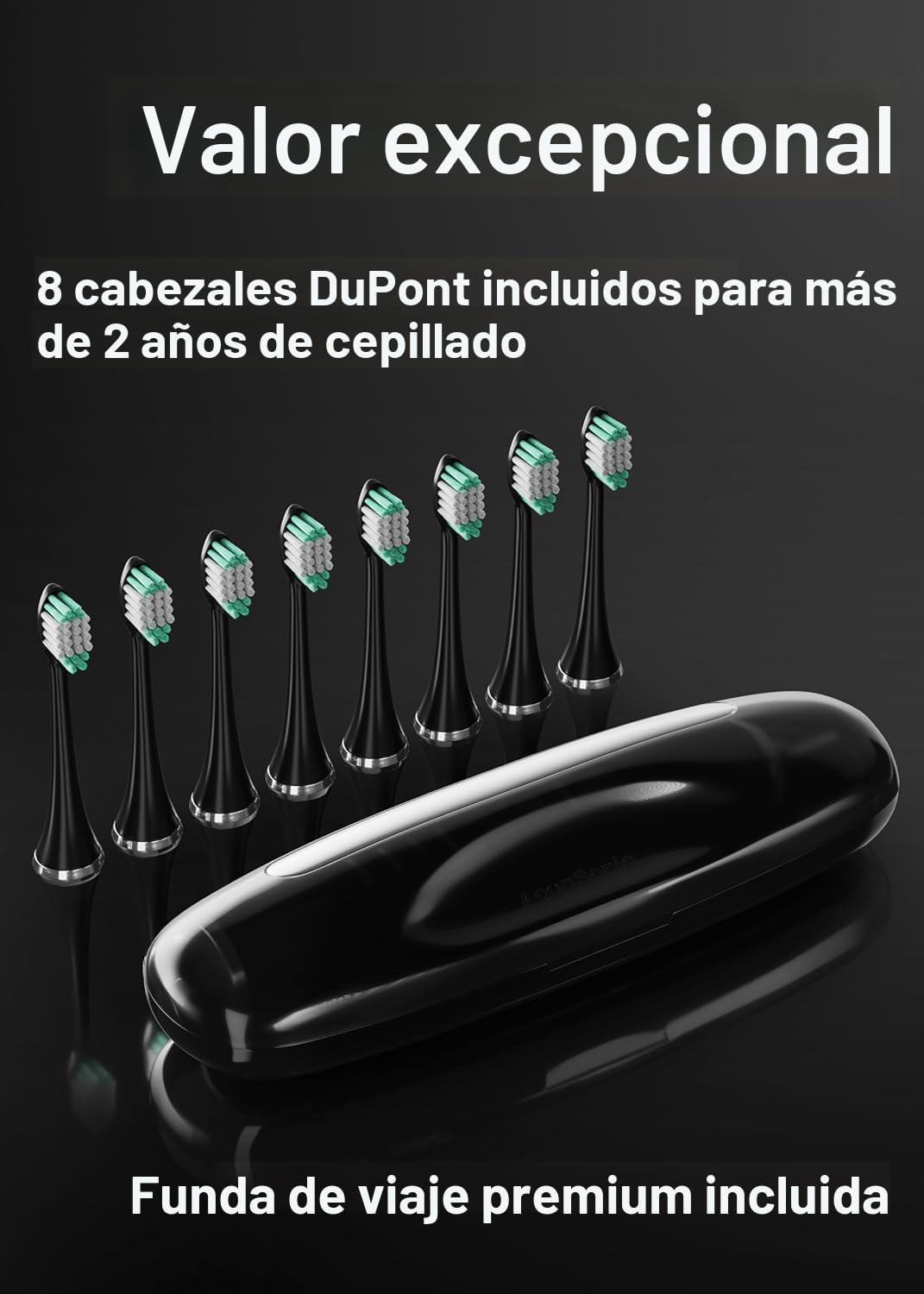 Cepillo de dientes AquaSonic Black Series, ultrablanqueador, 8 cabe...