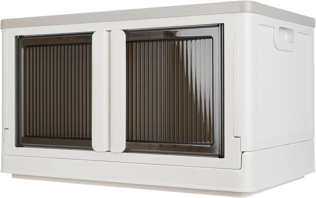 Contenedor de almacenamiento, gabinete con tapas, extragrande, caja útil, capacidad de 19 galones, plegable, plástico, debajo de la cama o encimera, excelente organizador para el hogar