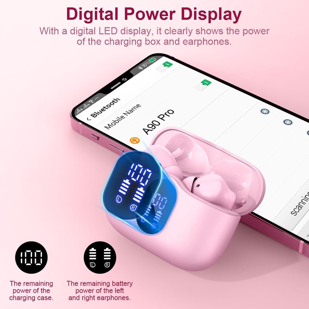 Btootos - Auriculares inalámbricos Bluetooth 5.4 con graves estéreo...