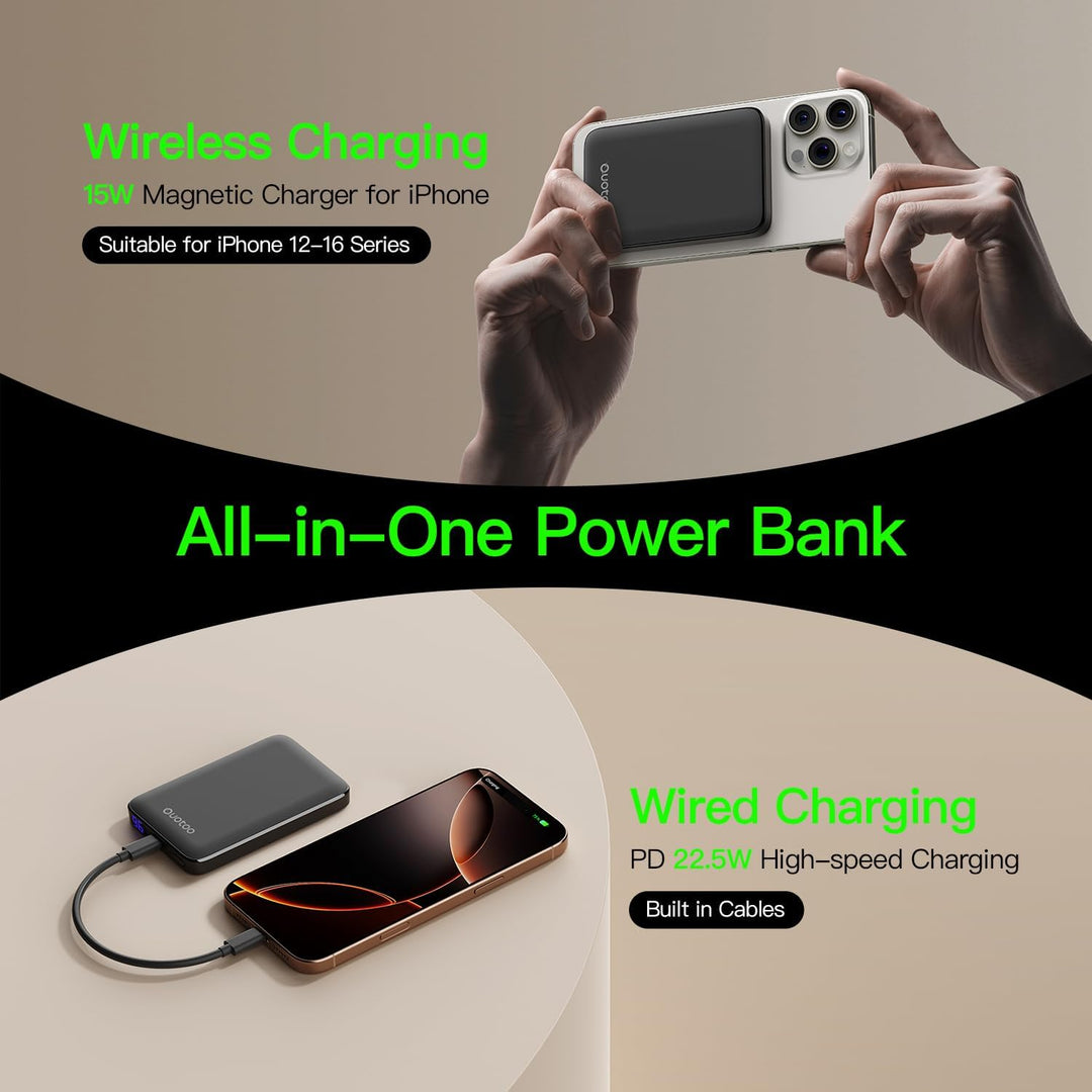 Ouotoo Cargador portátil Magsafe, cargador de batería de 5000 mAh c...