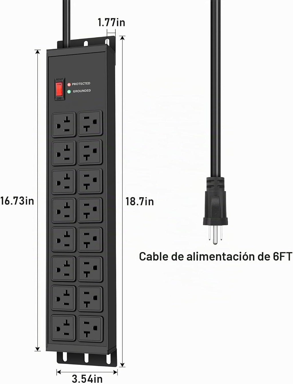 Protector de sobretensiones resistente 4800J, interruptor de 20