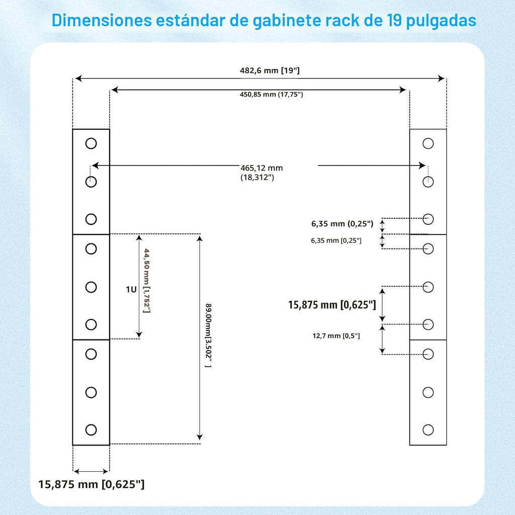 1U PDU Horizontal Rackmount Power Strip - Overload Protector