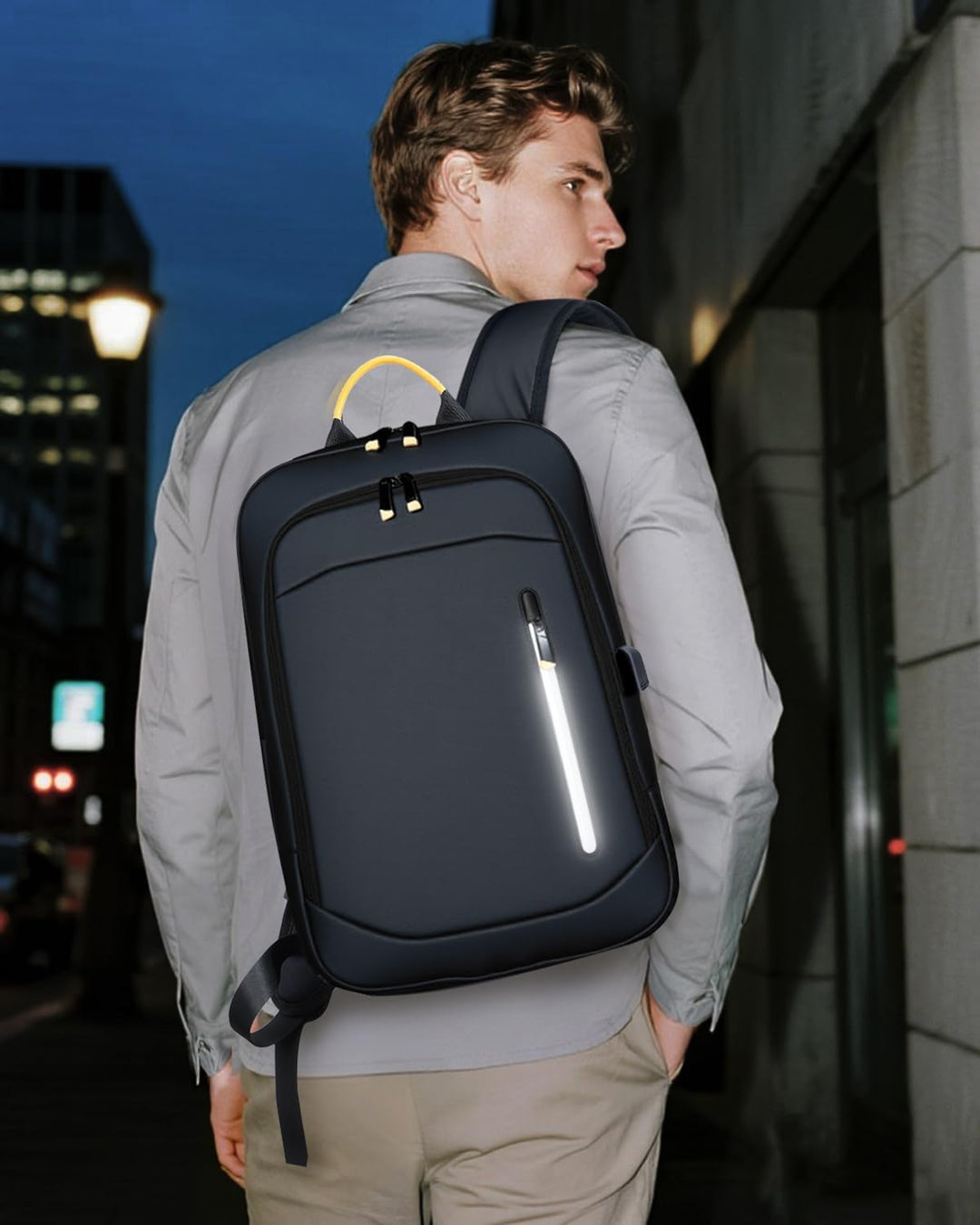 Lekespring Mochila delgada para laptop para hombre, Negro-no expand...