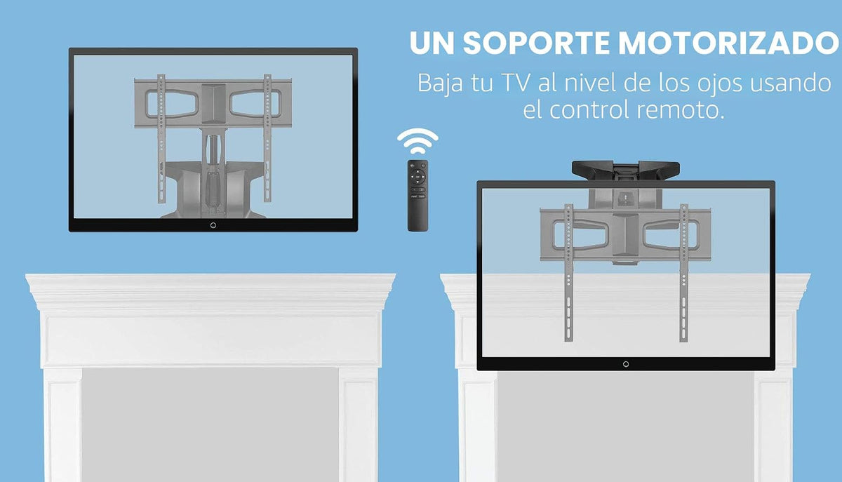 MOUNT-IT! Soporte de pared motorizado para TV con chimenea | Soporte de montaje de mantel eléctrico desplegable con control remoto, capacidad de peso de hasta 77 libras, altura ajustable, giratorio, compatible con VESA 600 x 400