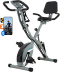 BARWING Bicicleta Estacionaria de Inicio para Ejercicio en Casa, 5 EN 1 Plegable para Ciclismo Indoor para Personas Mayores, Capacidad 350LB, Resistencia Magnética de 16 Niveles, Ajustes de Respaldo y Asiento