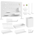 Organizador de escritorio con tablero perforado blanco, 23.62 x 15.75 in con ganchos