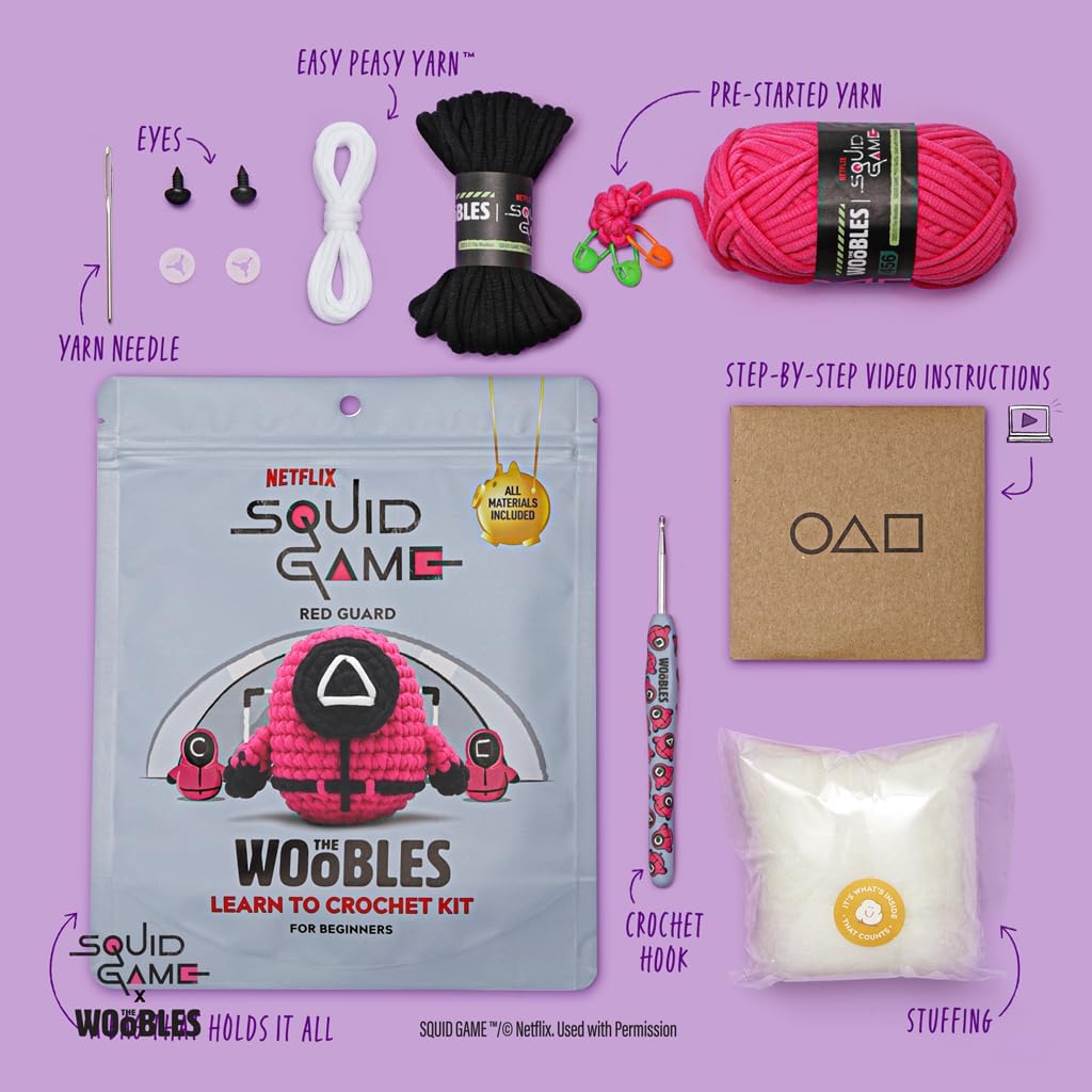 Kit de Crochet The Woobles Squid Game para Principiantes (Guardia Roja)