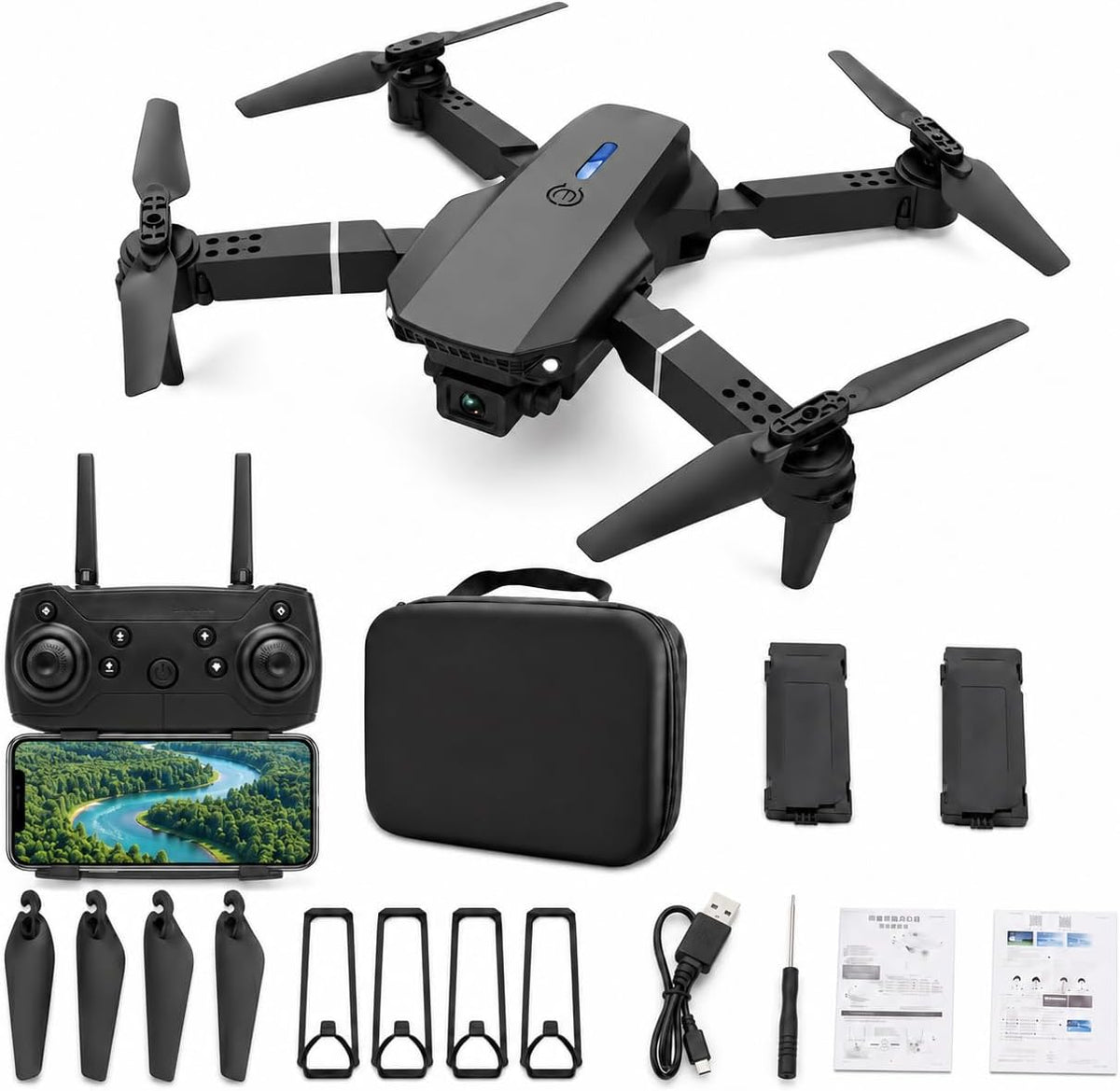 FPV Drone para cámara 1080P, mini cuadricóptero plegable, principiantes
