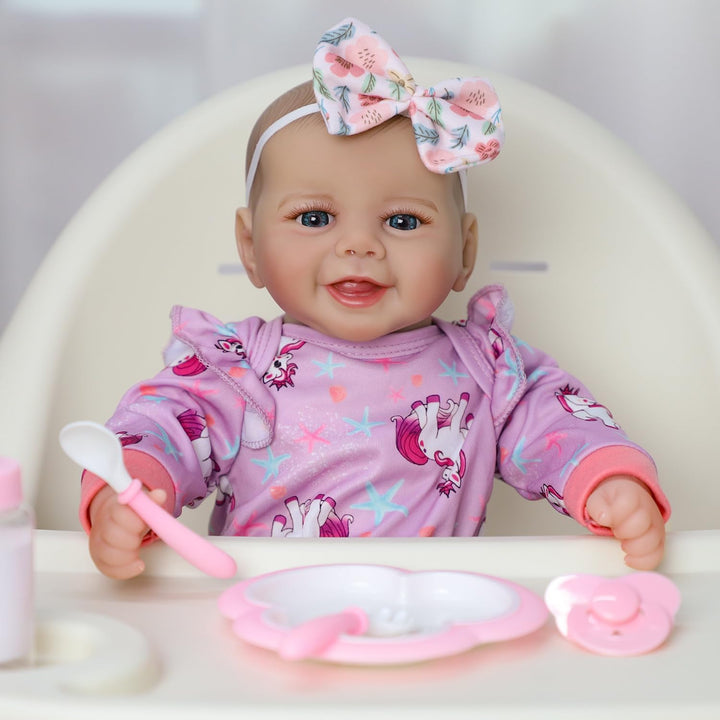 SCOM Muñeca de bebé niña, muñeca realista de cuerpo suave de 18 pul...