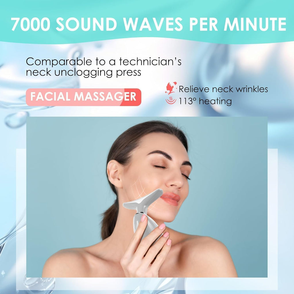 Masajeador facial cara y cuello, varita de esculpir cara con 7 colores rojo (gris)