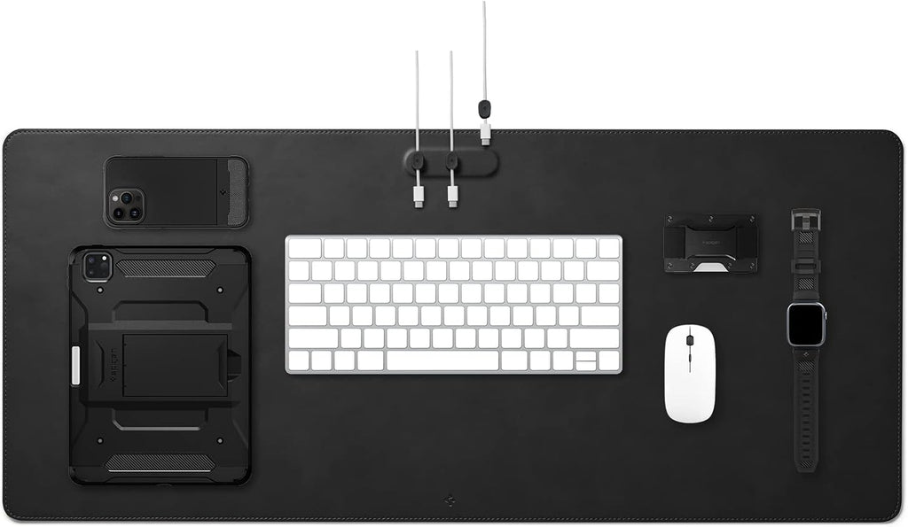 Spigen Almohadilla de escritorio de piel sintética con imanes de cable