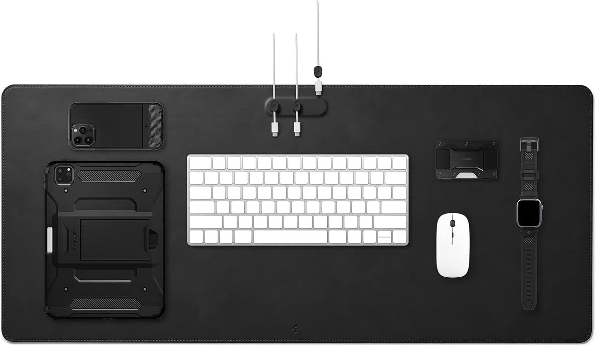 Spigen Almohadilla de escritorio de piel sintética con imanes de cable