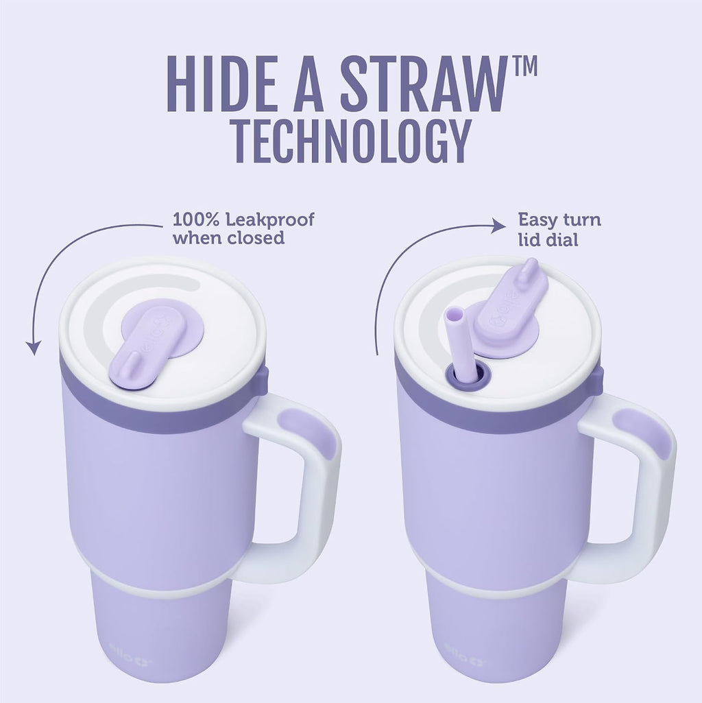 Ello Oasis - Vaso aislado de acero inoxidable de 30 onzas con pajilla