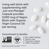 Biotin (alta potencia) 5000 mcg por cápsula vegetariana; mejorada c...