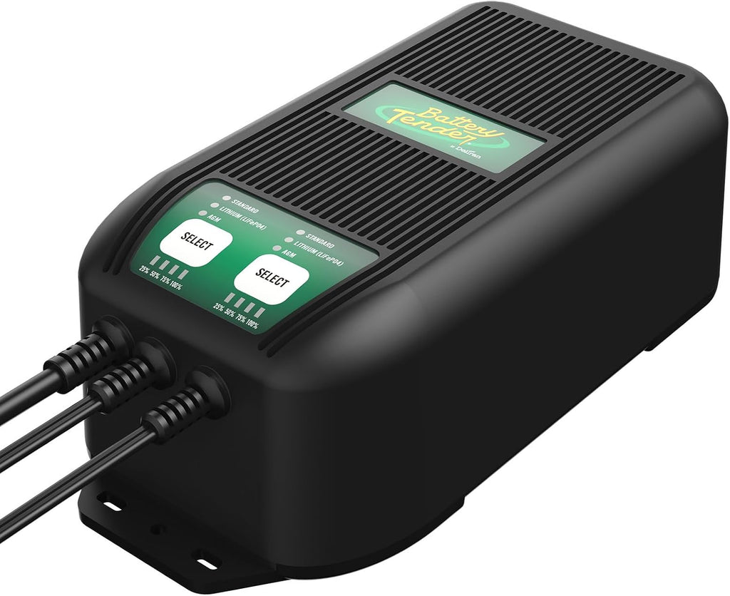 Battery Tender WaveCharge Pro - Cargador multibanco de 2 bancos, 20 amperios (10 amperios por banco) -12 V, cargador y mantenedor inteligente multibatería resistente a la intemperie - 022-1007-DL-WH