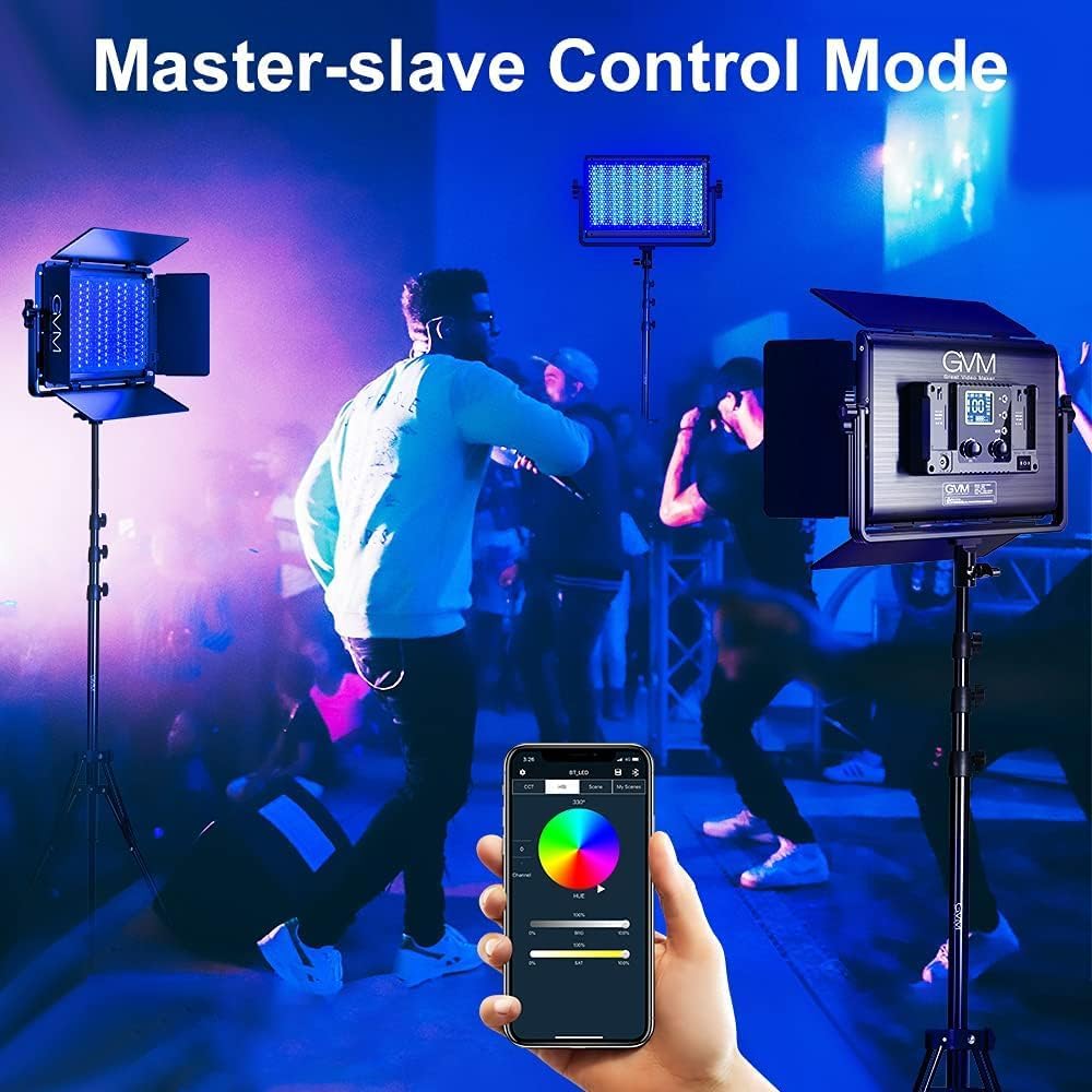 GVM - Luz de video LED RGB de 1300D, kit de iluminación de video de...