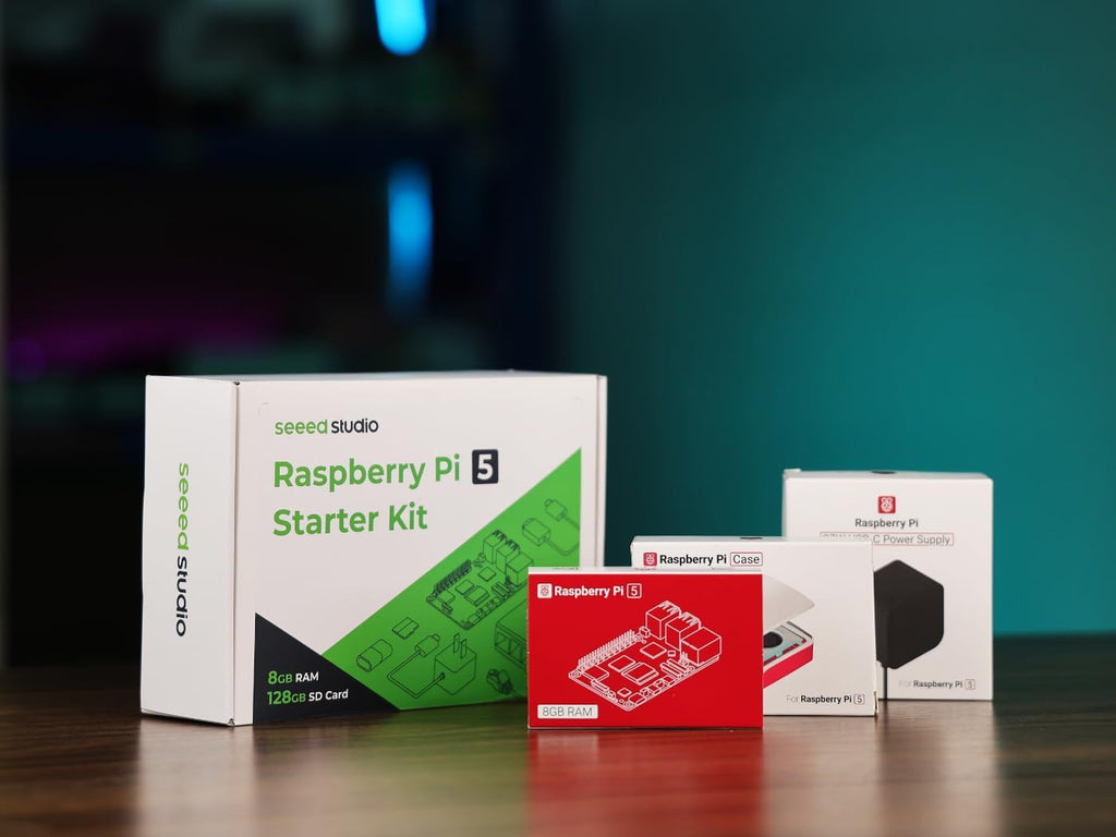 Seeed Studio Raspberry Pi 5 Starter Kit - 4 GB de RAM, tarjeta microSD de 128 GB precargada con SO Raspberry Pi de 64 bits