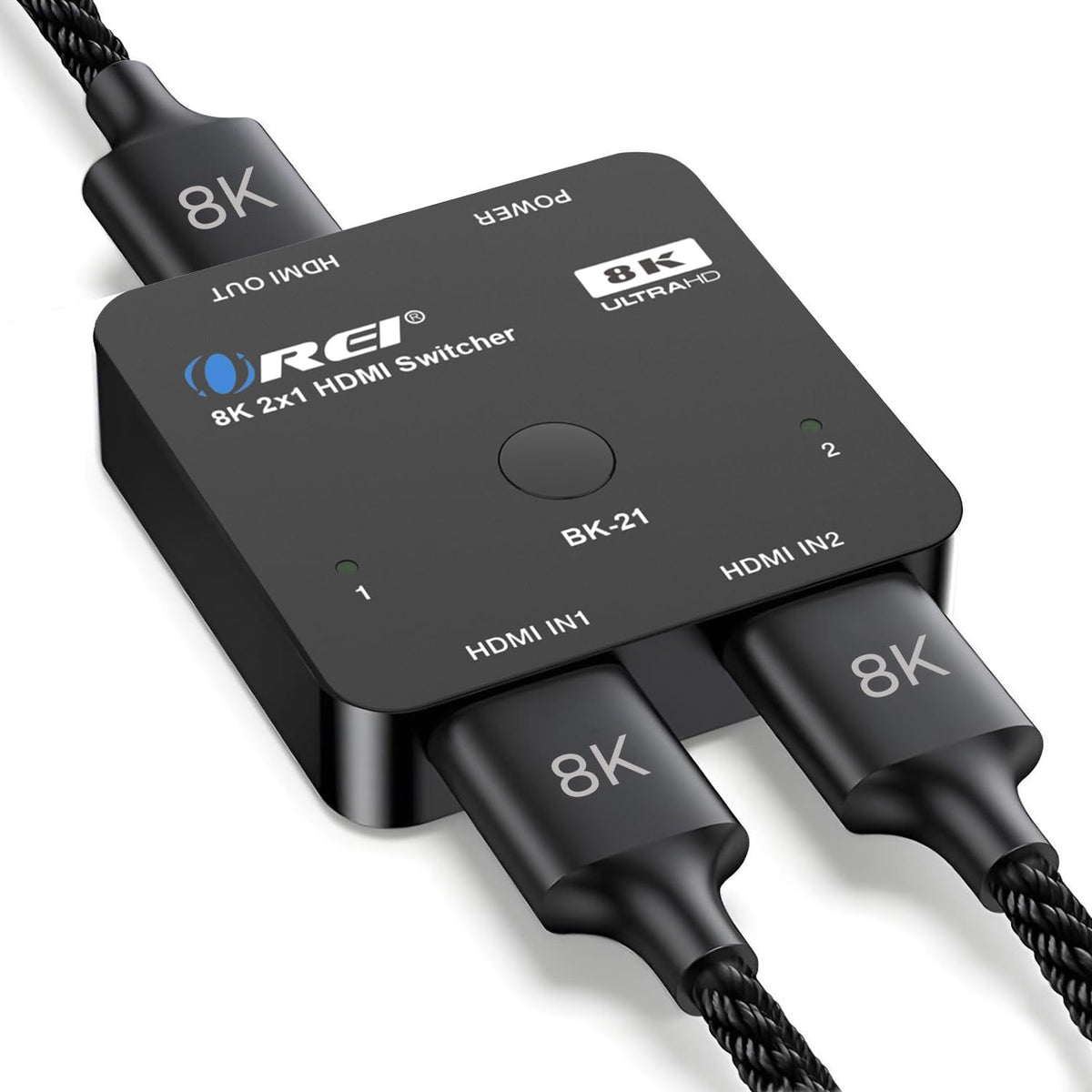 OREI Interruptor HDMI 2.1 de 2 puertos 8K, 8K a 60Hz, 4K a 120Hz