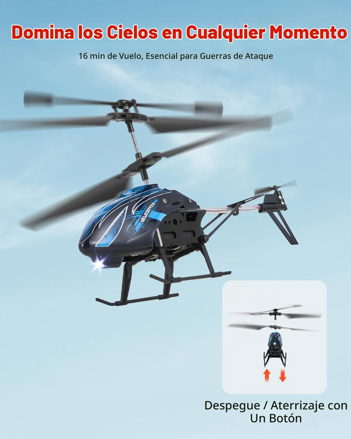 Helicóptero RC VEVOR, helicóptero de control remoto de 2.4GHz, avión RC de 3.5 canales para niños, 16 minutos de tiempo de vuelo, mantenimiento de altitud, despegue/aterrizaje de una tecla y luces LED
