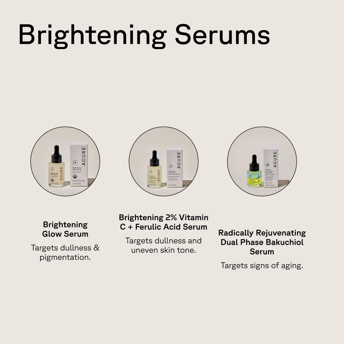 Acure Brightening Glow Serum - Suero facial antienvejecimiento, bri...
