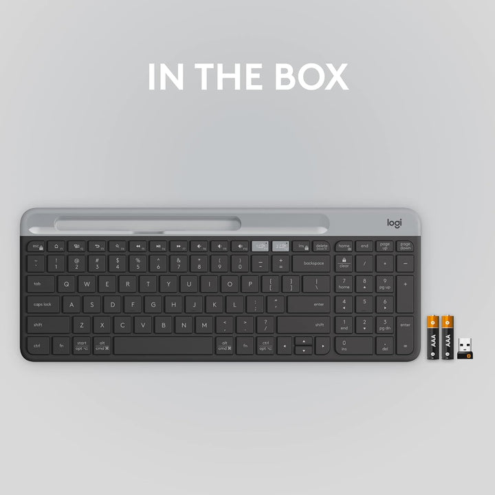Logitech K585 Teclado inalámbrico delgado multidispositivo, base in...