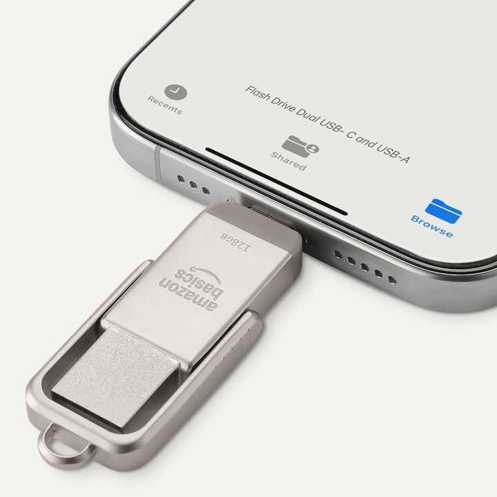 Amazon Basics Unidad flash USB de 128 GB, memoria USB con puertos U...