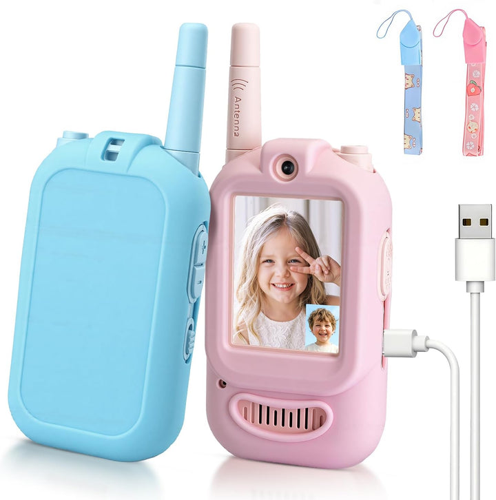 Walkie Talkies de video para niños, paquete de 2 intercomunicadores...