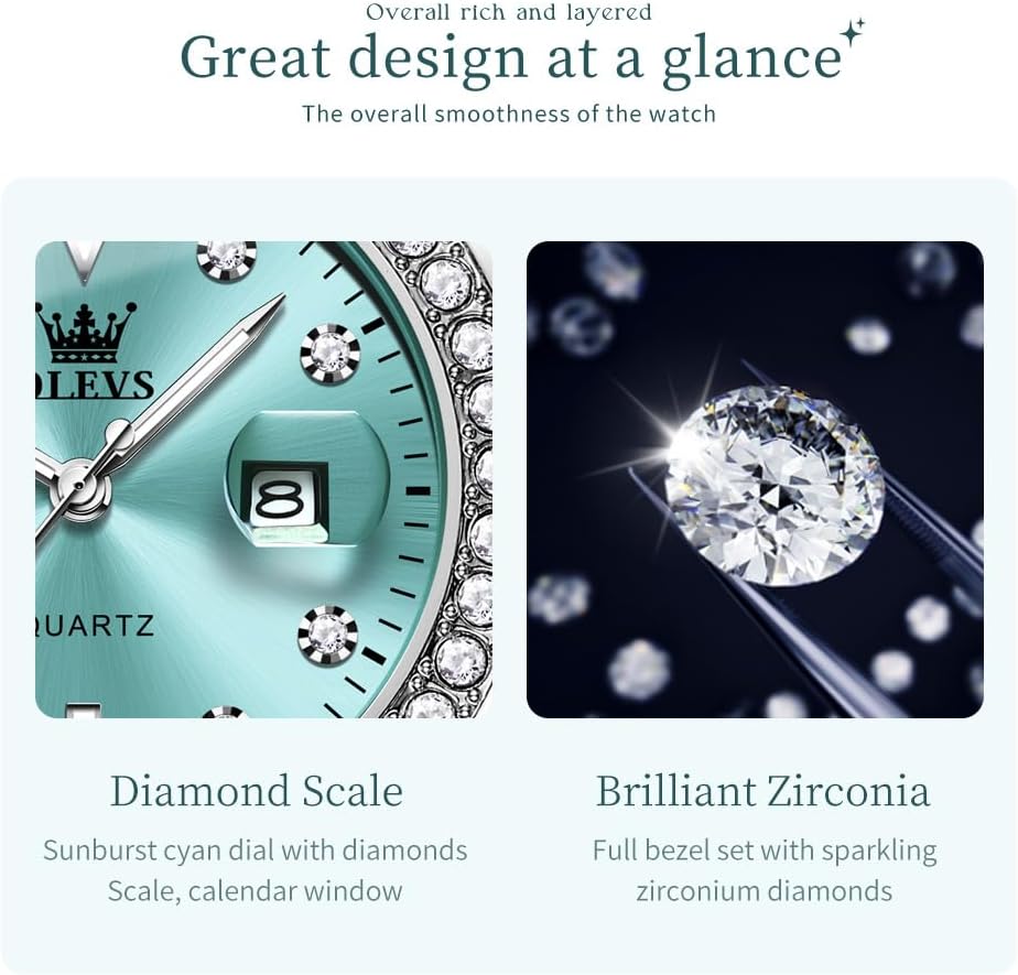 OLEVS Relojes para Mujeres Lujo Diamante con Fecha Analógico Cuartz para Mujer