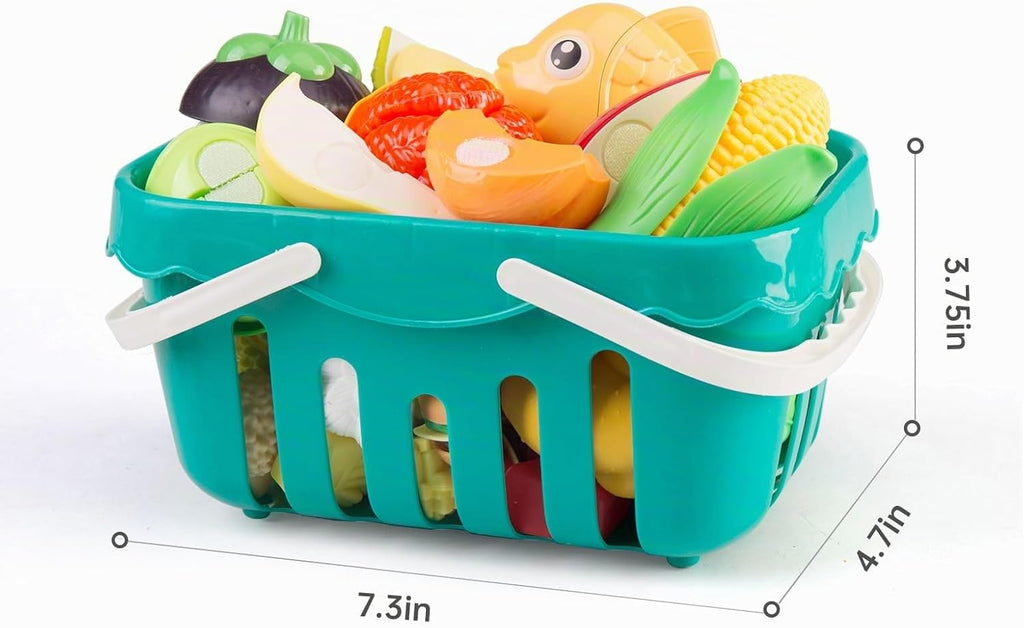 240 piezas de accesorios de cocina para niños, sartenes de juego, ollas, utensilios de cocina con postres, verduras cortables y juego de barbacoa y cesta de almacenamiento, dinero de utilería, regalo de aprendizaje para niños, niños pequeños, niños, rosa