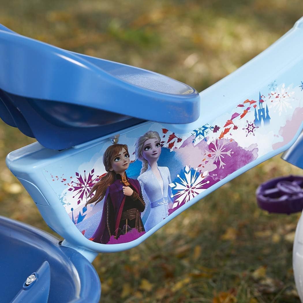 Huffy Triciciclo de Disney Frozen 2 para niñas, ideal para mayores de 3 años, Anna, Elsa y Olaf, contenedores de almacenamiento para aperitivos o juguetes, resistente y duradero, seguro para niños
