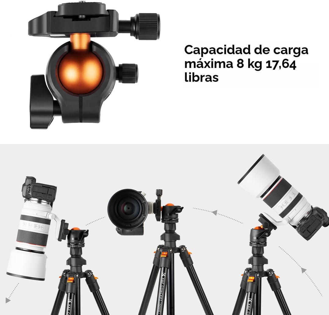K&amp;F CONCEPT 64 pulgadas\/163 cm Trípode de cámara, Trípode lige...