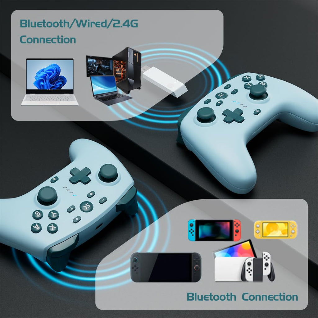 Controlador inalámbrico Switch para Switch/Switch 2/OLED/Lite (Azul+Azul Lago)