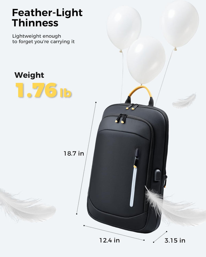 Lekespring Mochila delgada para laptop para hombre, Negro, 17,3 pul...