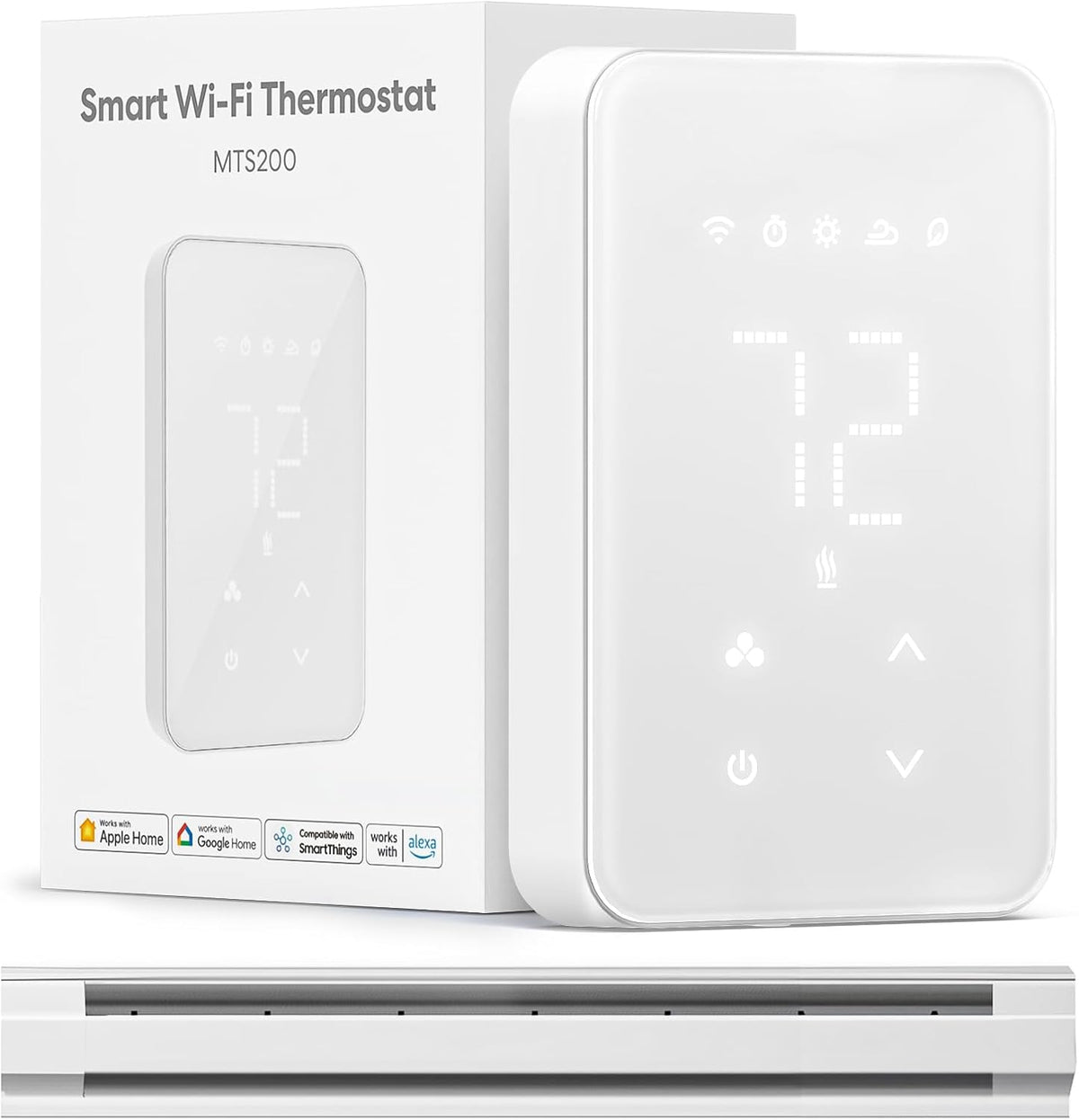 meross Termostato inteligente para zócalos eléctricos y calentadores de pared, compatible con HomeKit, Alexa y Google Home, Termostato programable Wi-Fi de 120V-240V con fácil instalación, ahorro de