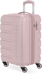 SWISSGEAR Signature Hardside - Maleta giratoria expandible de mano, construcción de ABS, bloqueo compatible con TSA y portavasos integrado, rosa, 19 pulgadas