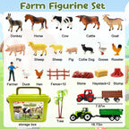 BOLZRA 32PCS Figuras de Animales de Granja con Tractores para Niños Pequeños de 1 a 5 años