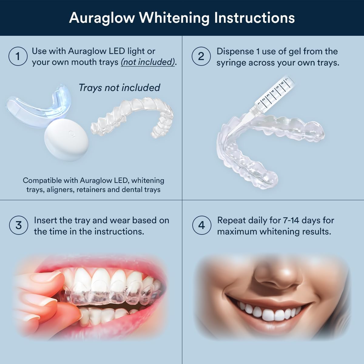 Gel de blanqueamiento de dientes AuraGlow, peróxido de carbamida al...