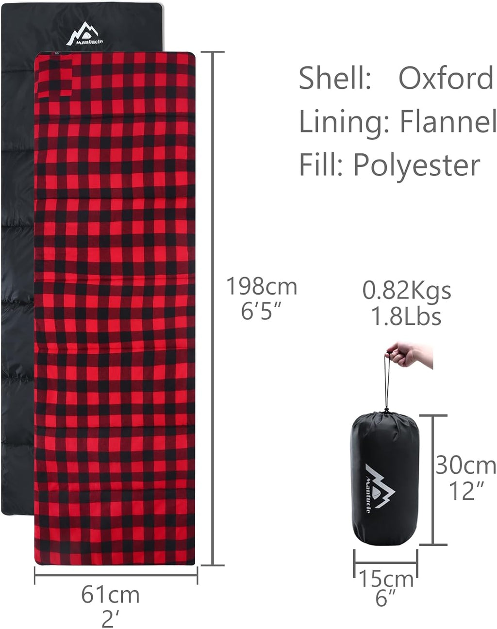 Manta/Almohadilla para dormir calefactada 5V/2A USB (Batería NO incluida).