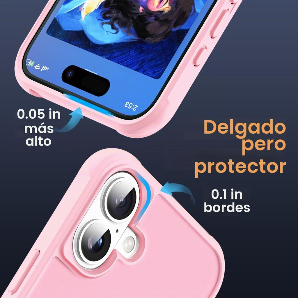 SKYLMW - Funda compatible con iPhone 16 con soporte magnético invisible tipo anillo, funda de grado militar para iPhone 16 de 6.1 pulgadas, compatible con MagSafe, gran sensación de agarre, rosa