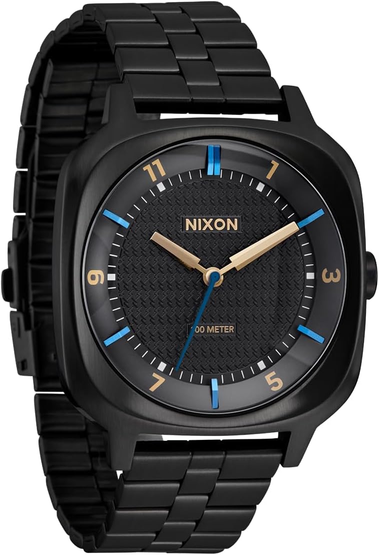 NIXON Fremont 40 A1444-328.1 ft - Reloj analógico de campo para hombre resistente al agua (esfera de reloj de 1.575 pulgadas, 0.787-0.707 pulgadas, correa de acero inoxidable cónica de 3 eslabones)